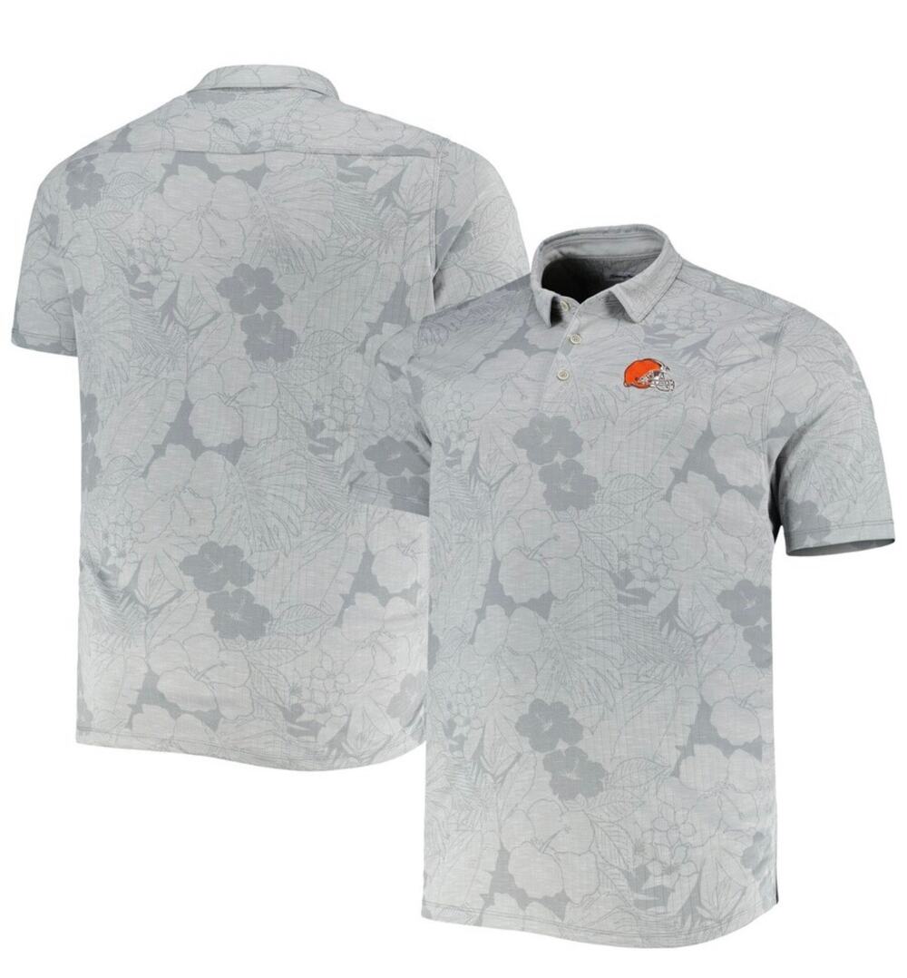 NWT Tommy Bahama Cleveland Browns Miramar Blooms Polo Shirt Gray 2XB Big Tall